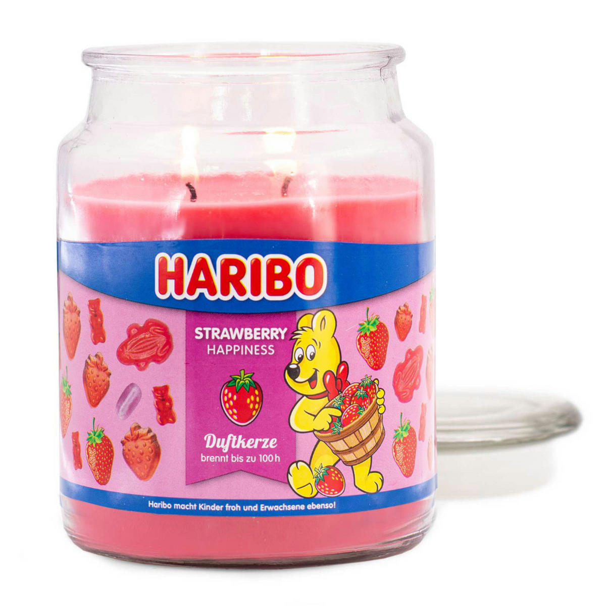 DUFTKERZE Haribo - Hellrot, Glas/Naturmaterialen (13cm)