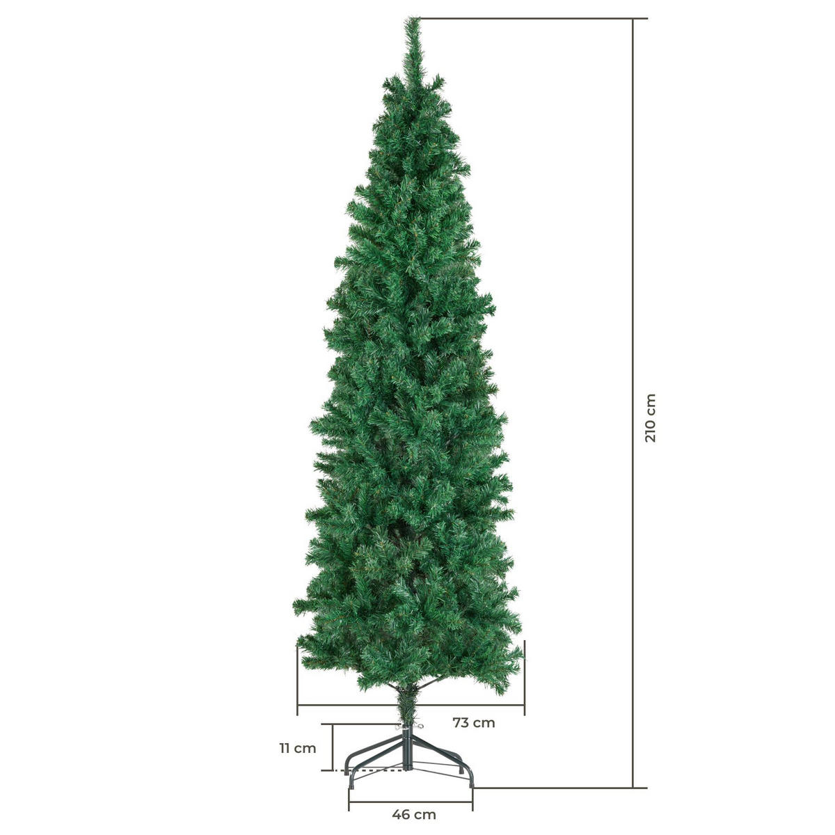 WEIHNACHTSBAUM Comet, pulverbeschichteter Metallständer mit Kunststoffkappen, grün - Grün, Kunststoff (210cm) - tectake
