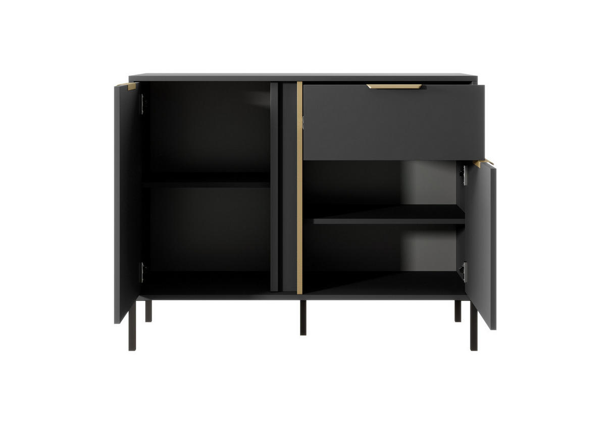 SIDEBOARD Valdi D 103 cm Anthrazit / Gold - mit 2 Türen und 1 Schublade - Anthrazit/Gelb, Holz/Holzwerkstoff (103/81/39cm) - Ravio