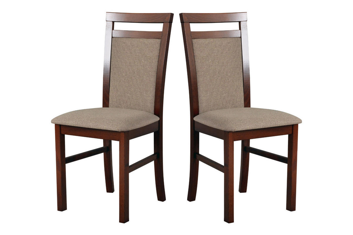STUHL 2er Set MILANO 5 Walnussfarben - Walnussfarben/Bronzefarben, Holz (43/93/40cm) - Leaf Design