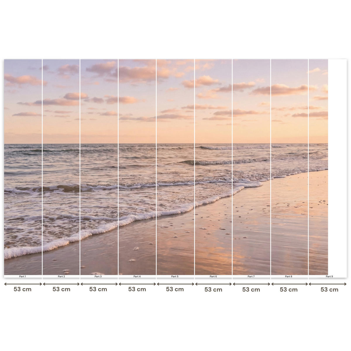 TAPETE - Strand - Brandung - Wolken - 450x300 cm - Hellrosa, Papier (450/300cm) - OnlyWow