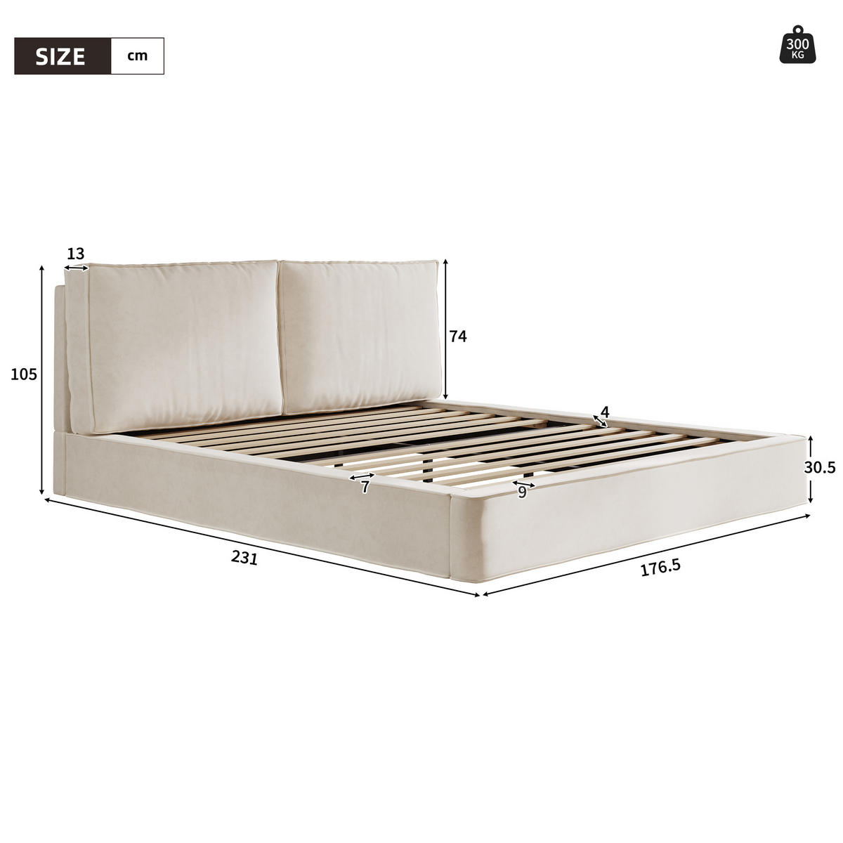 POLSTERBETT 160/200 cm in Beige mit Lattenrost und gepolstertem Kopfteil Chenille Blockdesign - Beige, Holzwerkstoff/Textil (160/200cm) - STILVORA