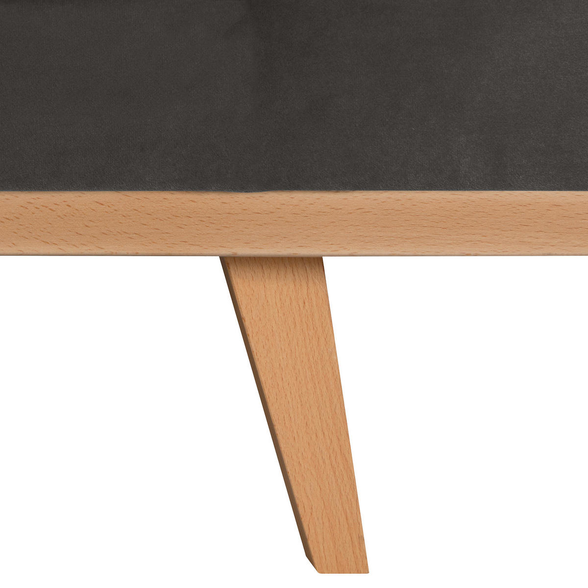 HOCKERBANK - Dunkelgrau/Buchefarben, Buchenholz/Textil (180/43/81cm) - home24