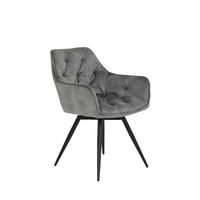ARMLEHNSTUHL Florentina - Samtvelour Vintage Grau - Schwarz/Grau, Textil/Metall (56/82/63cm) - Hela Vertriebs GmbH