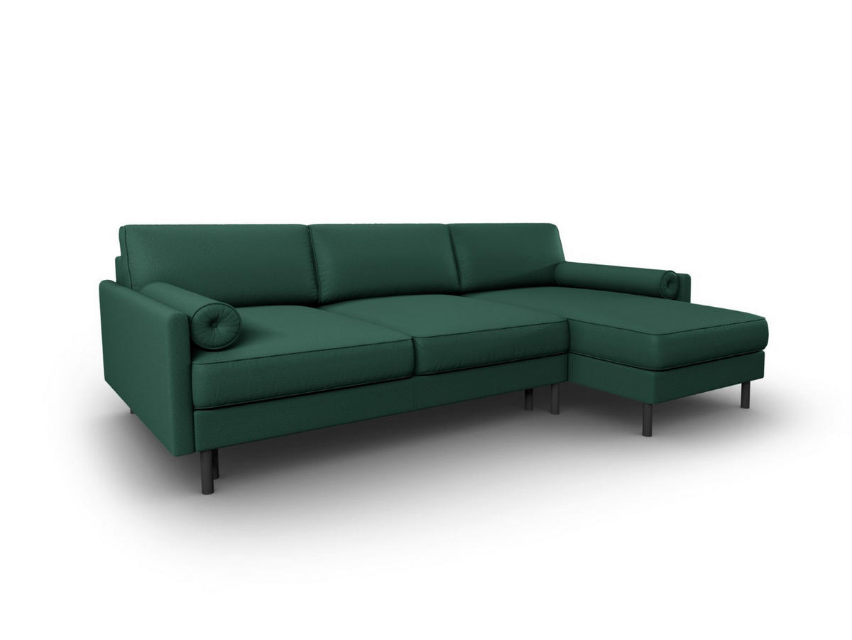 AUSKLAPPBARES-ECKSOFA rechts mit Container Scott aus strukturiertem Stoff grün 5 Sitzplätze - Grün, Textil (142/212cm) - Micadoni