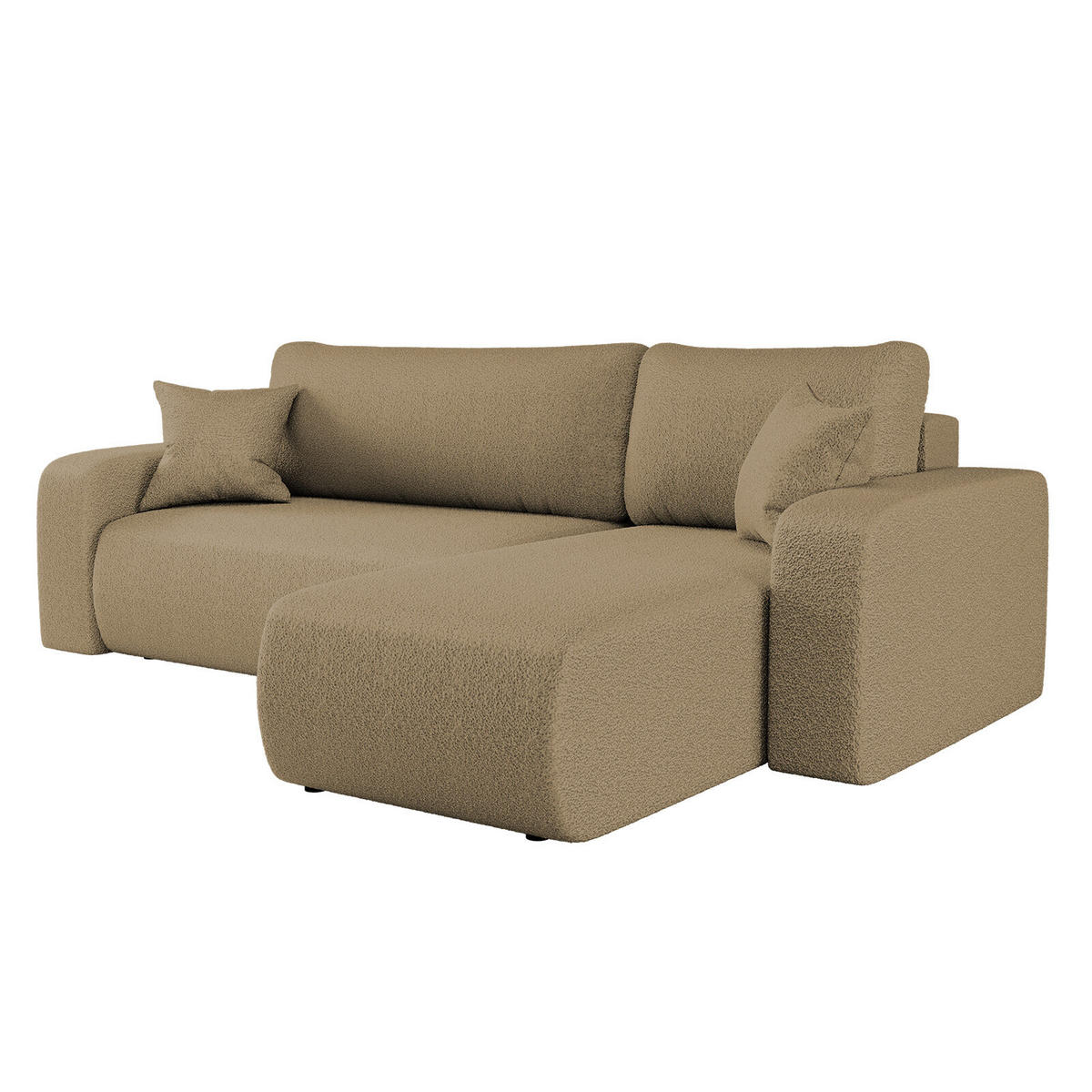 ECKSOFA L-FORM Schlaffunktion Und Bettkasten Eckcouch MILANO L Stoff Quelle Hellbraun Rechts - Hellbraun, Holz/Textil (244/142cm) - Kaiser Möbel