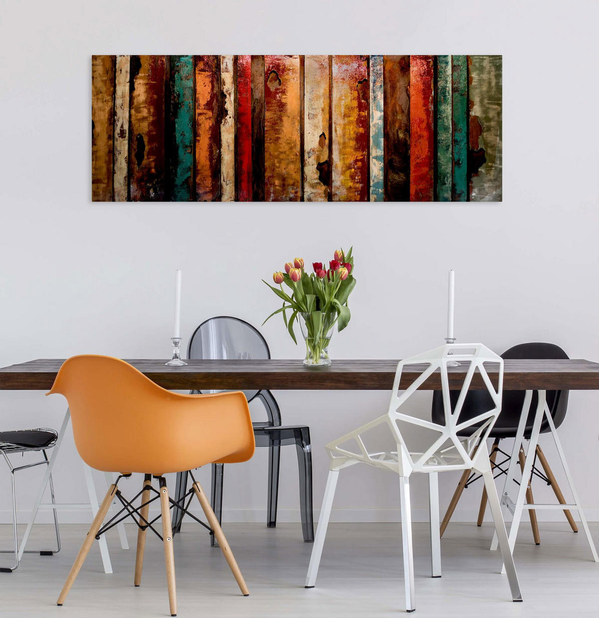 METALLBILD Bunt 144/44 cm - Multicolor, Metall (8.8/44cm) - KUNSTLOFT
