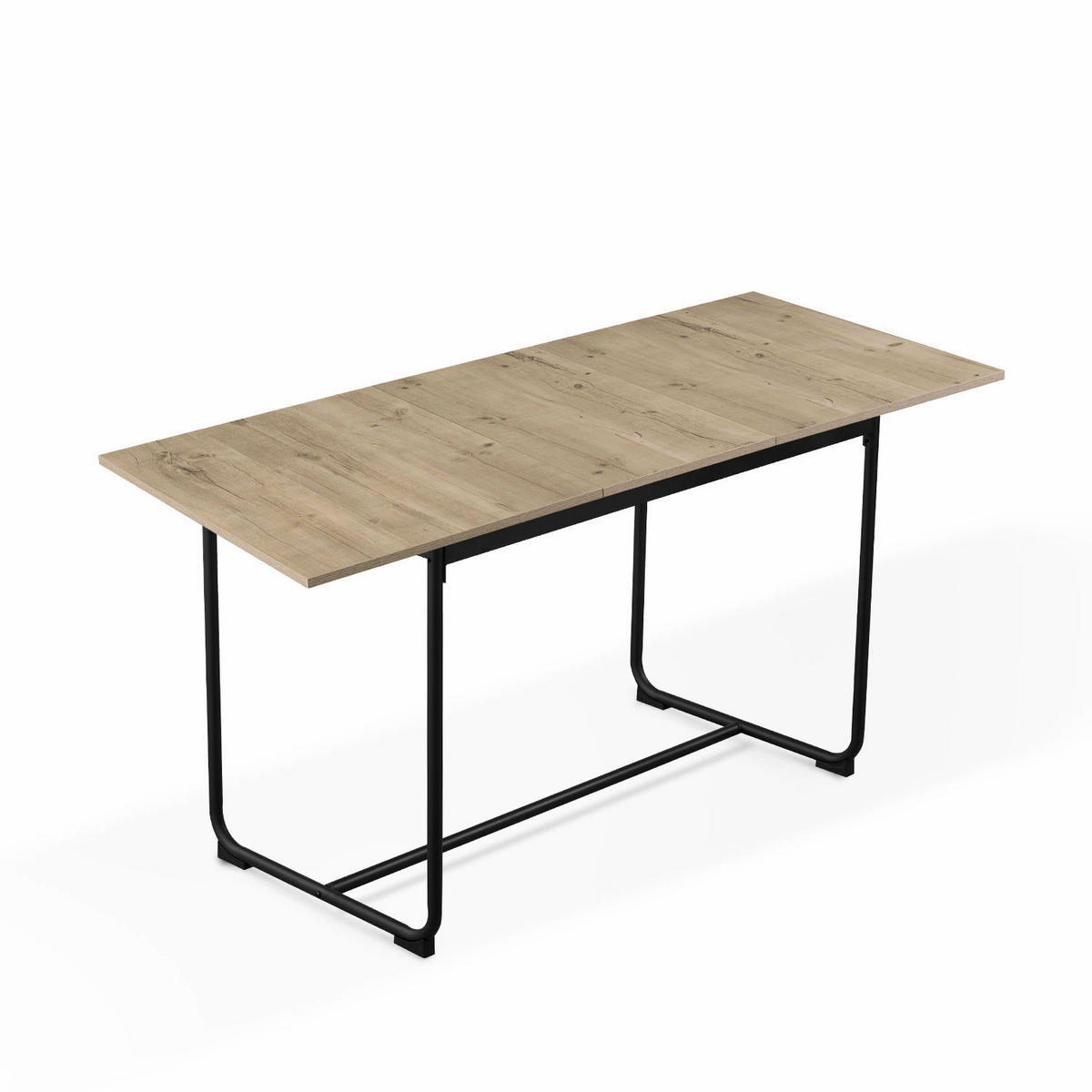 ESSTISCH PIUS 120-160/80/76 cm - Schwarz/Eiche San Remo, Holzwerkstoff/Metall (120/80/76cm) - B&D Home