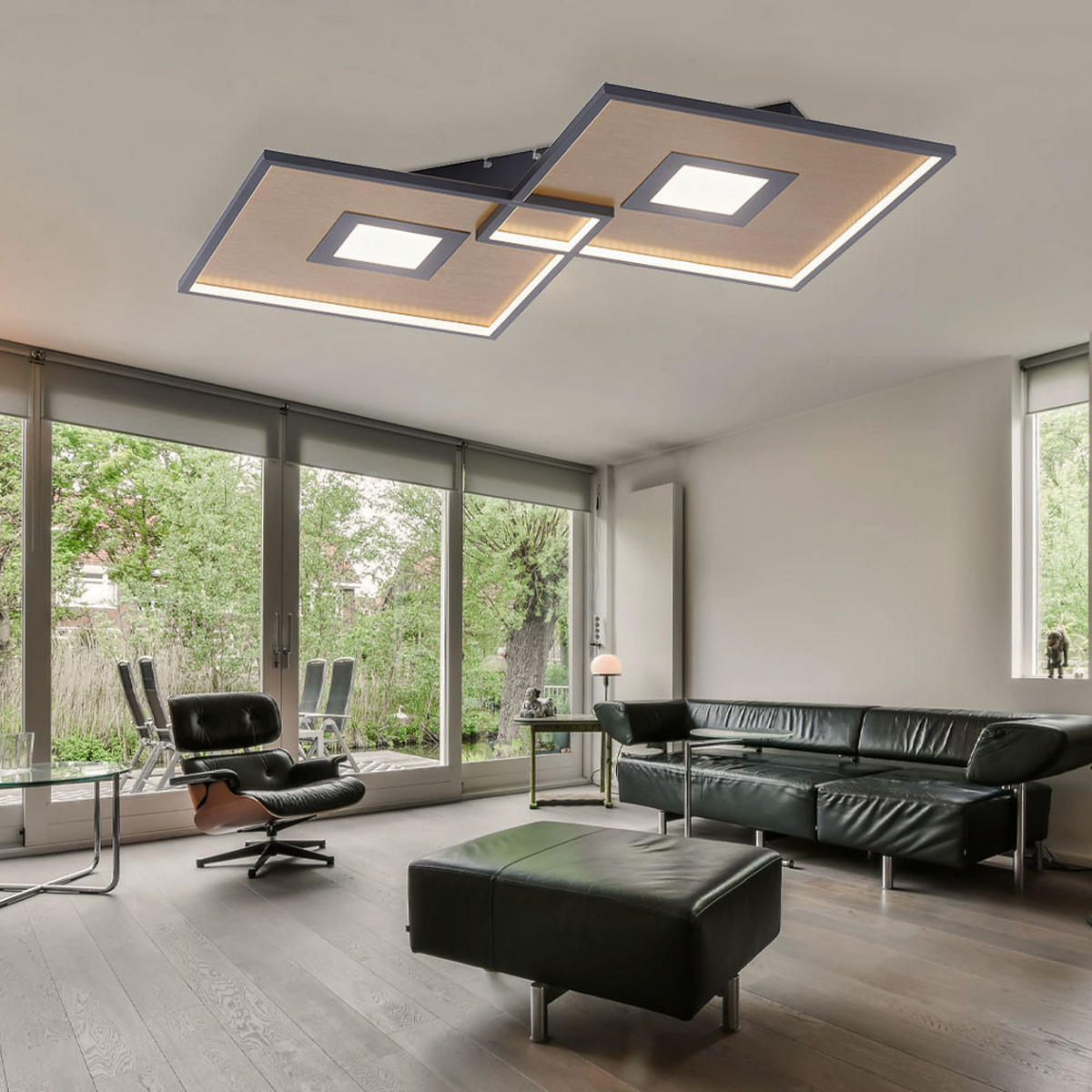 LED DECKENLEUCHTE Metall Schwarz Matt - Schwarz, Metall (96/56.6/6cm)