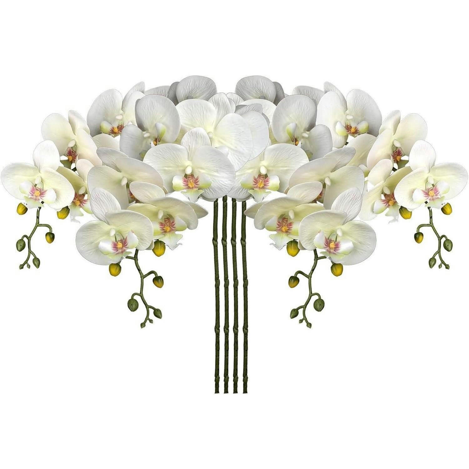 KUNSTBLUME Orchideenzweig 4-teiliges Set Beige - Weiß, Kunststoff (72.9cm)