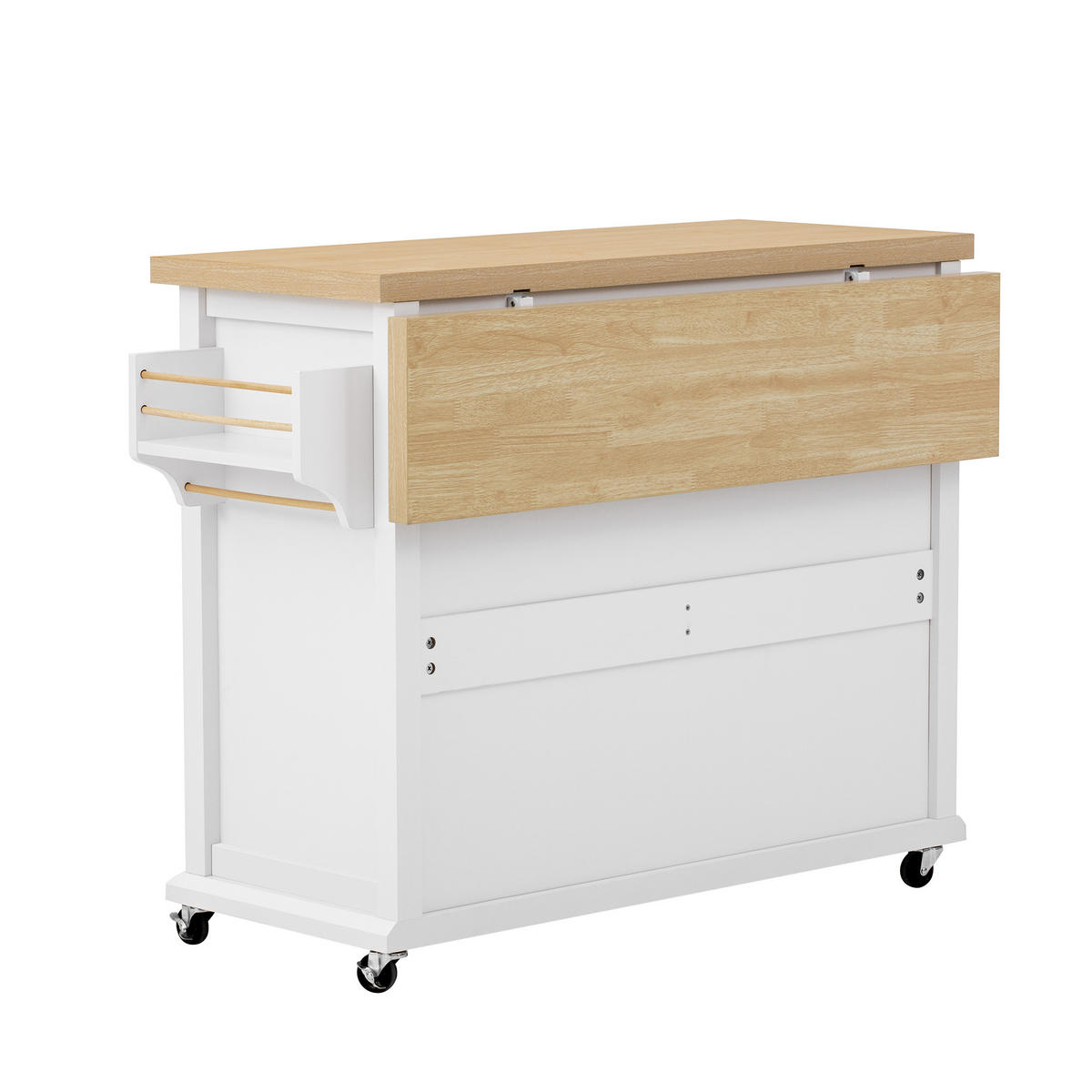 KÜCHENINSEL DE-41116 107/45-70/90,5 cm mit ausklappbarer Arbeitsplatte Weiß - Weiß, Holzwerkstoff (107/90.5/45cm) - ComfortXL