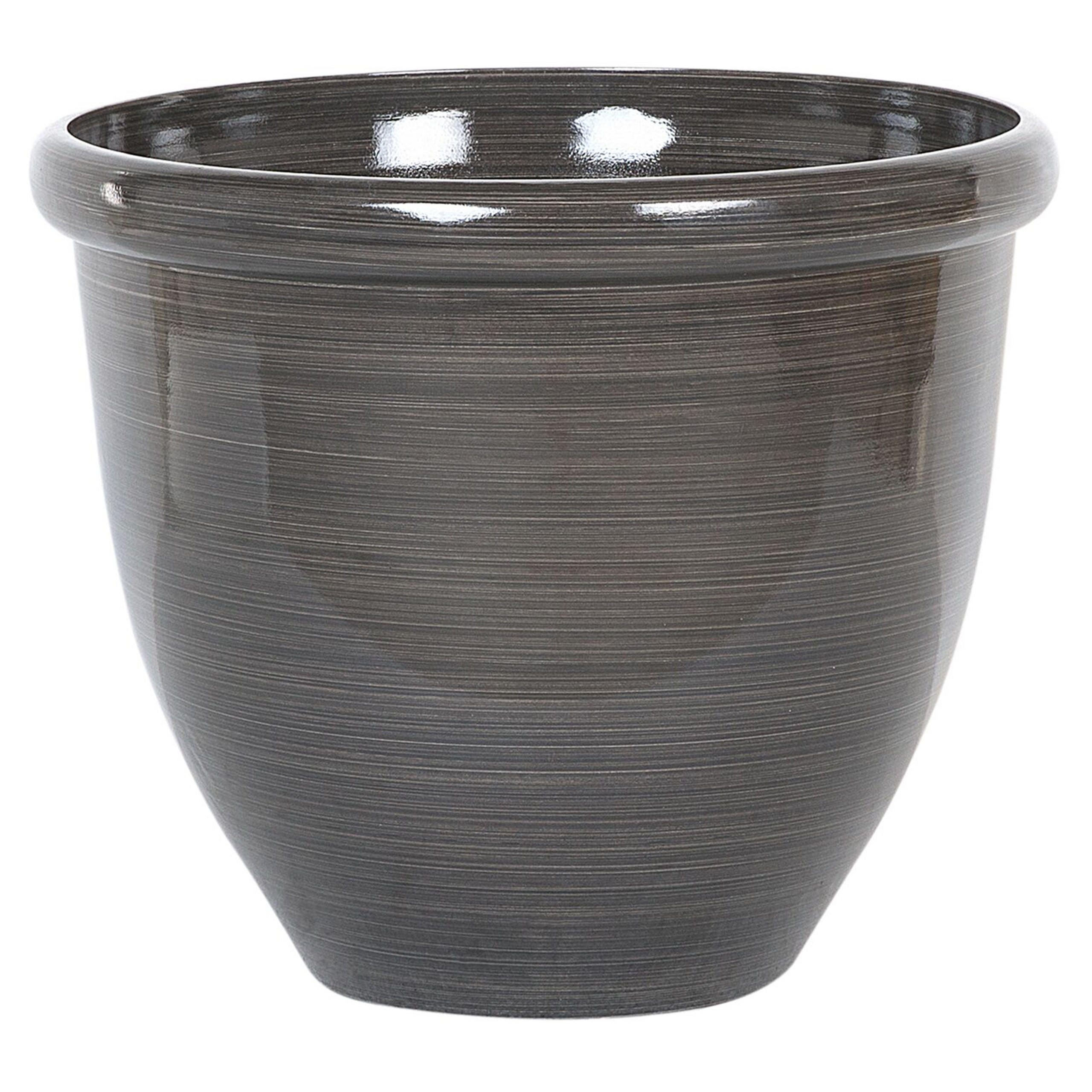 BLUMENTOPF 2er-Set dunkelbraun rund 44/44/38 cm Tesalia - Braun, Kunststoff (38cm) - Beliani