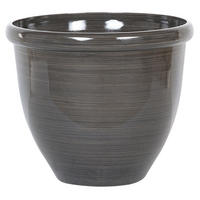 BLUMENTOPF dunkelbraun rund 44/44/38 cm Tesalia - Braun, Stein (38cm) - Beliani
