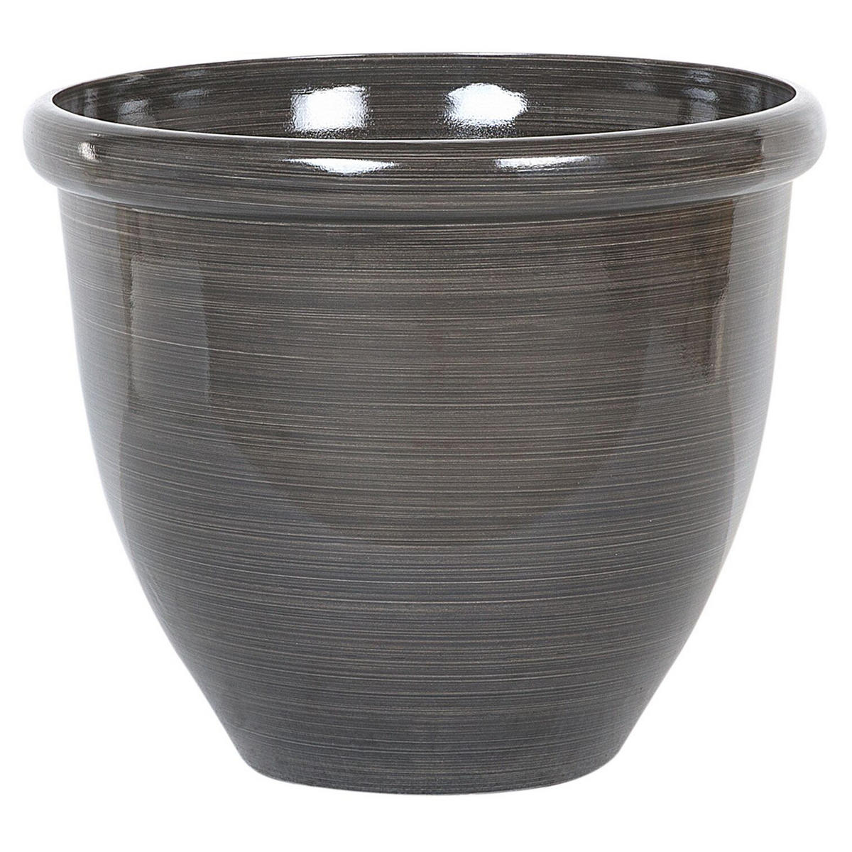 BLUMENTOPF 2er-Set dunkelbraun rund 44/44/38 cm Tesalia - Braun, Kunststoff (38cm) - Beliani