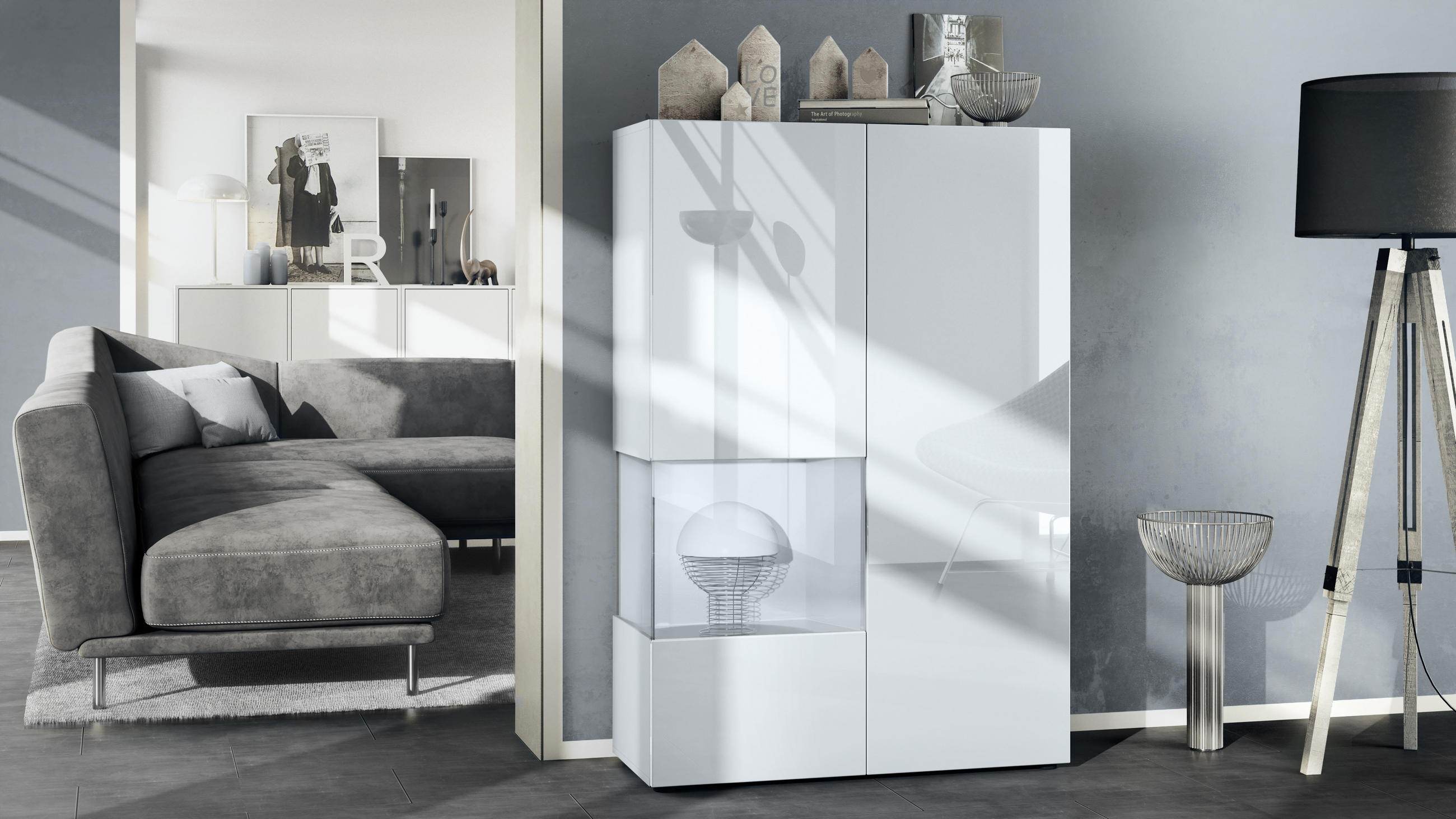 VITRINE Morena Einsatz in Weiß matt - Weiß, Holzwerkstoff (91.5/136.5/37cm) - Vladon