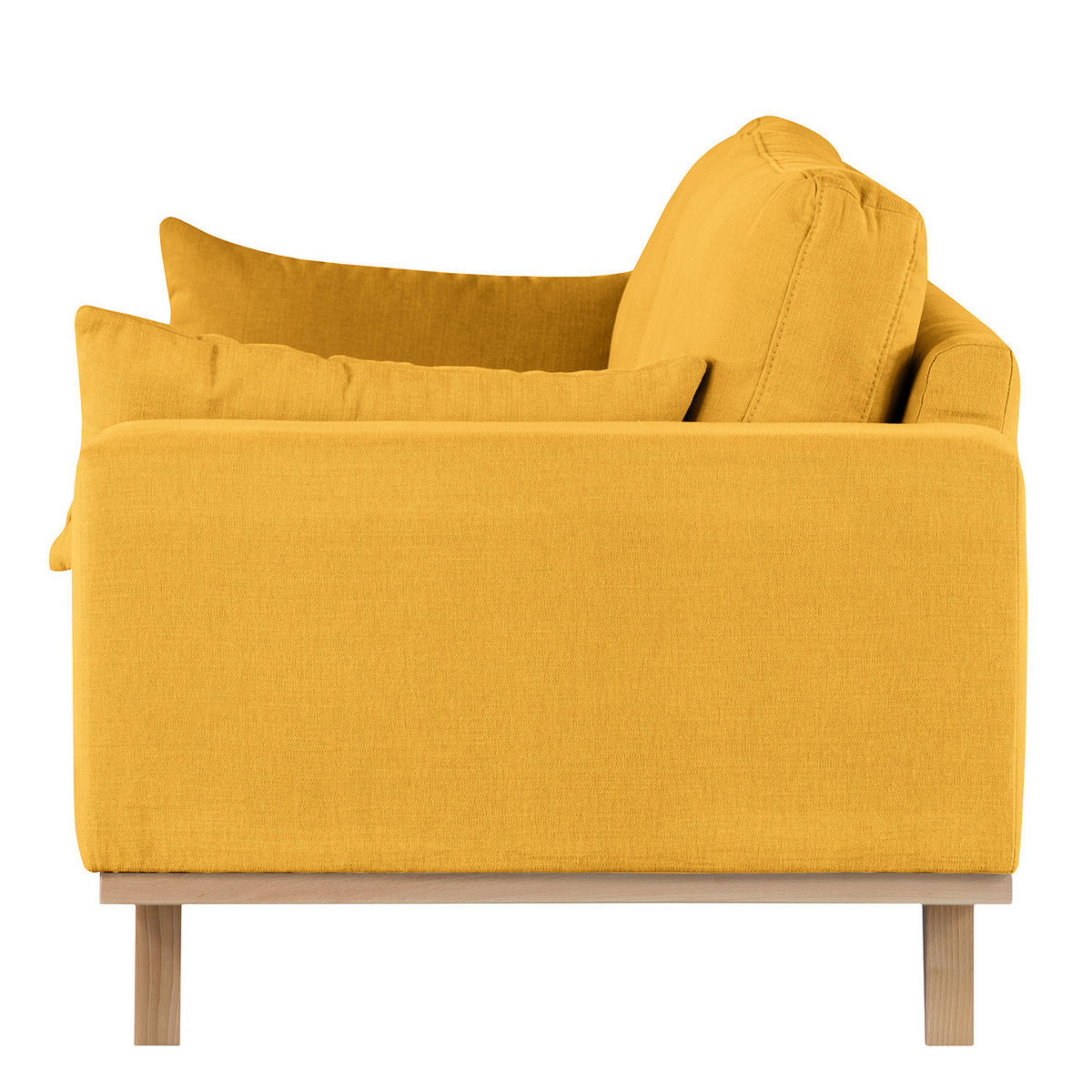 2-SITZER SOFA - Gelb/Buchefarben, Buchenholz/Textil (197/81/88cm) - home24