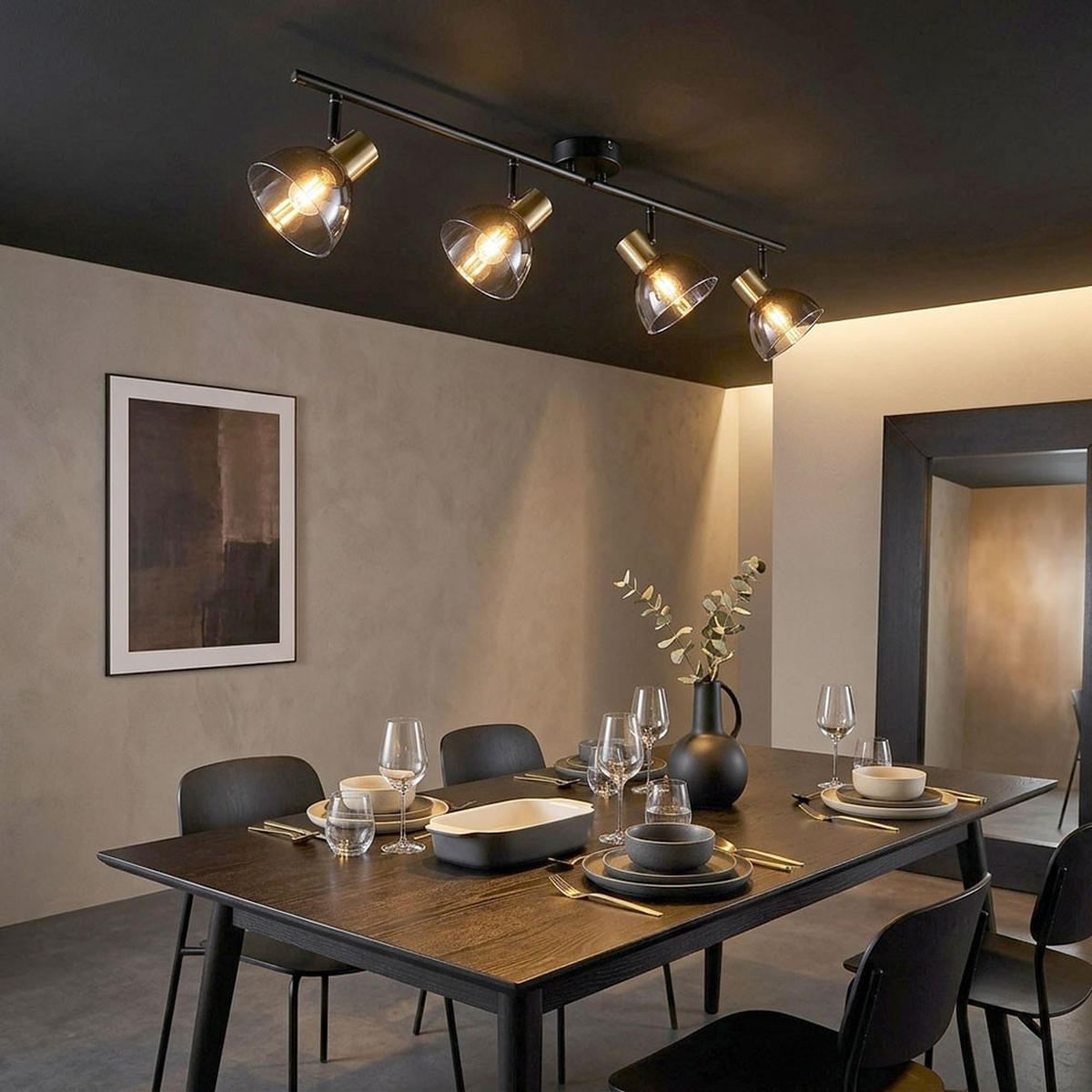 LED DECKENLEUCHTE JAY Metall Schwarz - Schwarz, Glas (79/11/17.5cm) - Globo Lighting