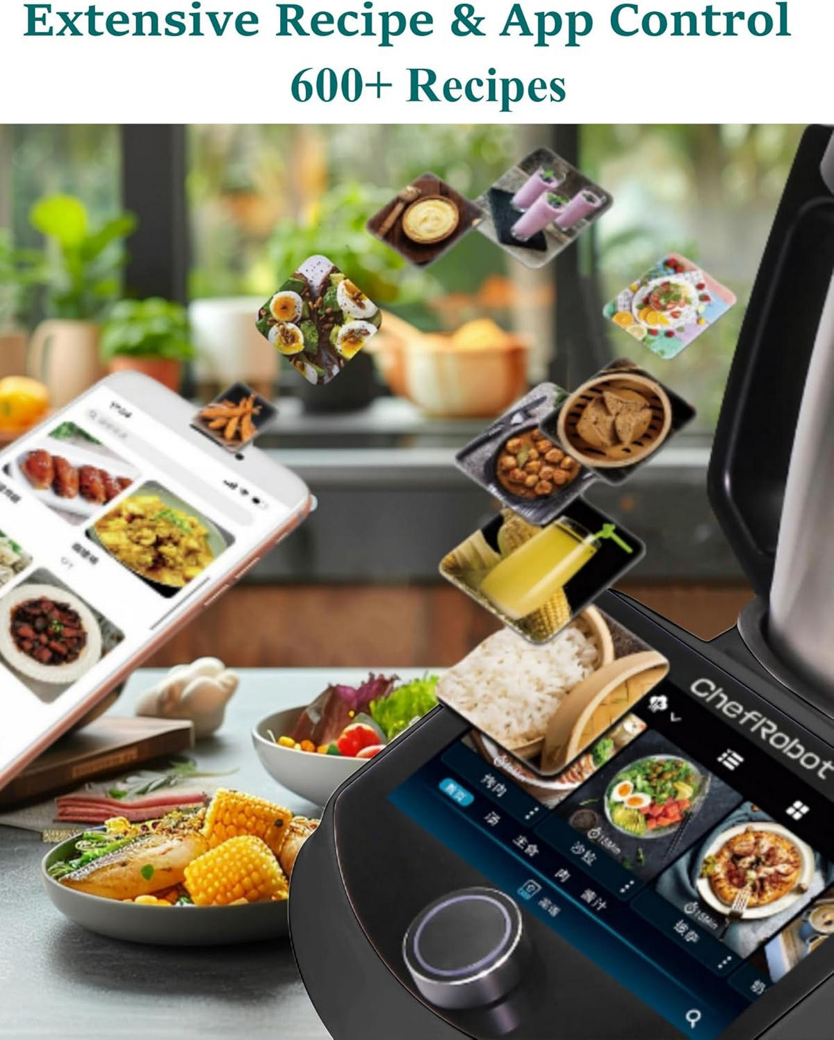 KÜCHENMASCHINE UltraCook CR-7, All-in-One, smart 3 l, 7-Zoll-TFT-Bildschirm - Silberfarben/Schwarz, Kunststoff (38.9/41.9/49.8cm) - ChefRobot