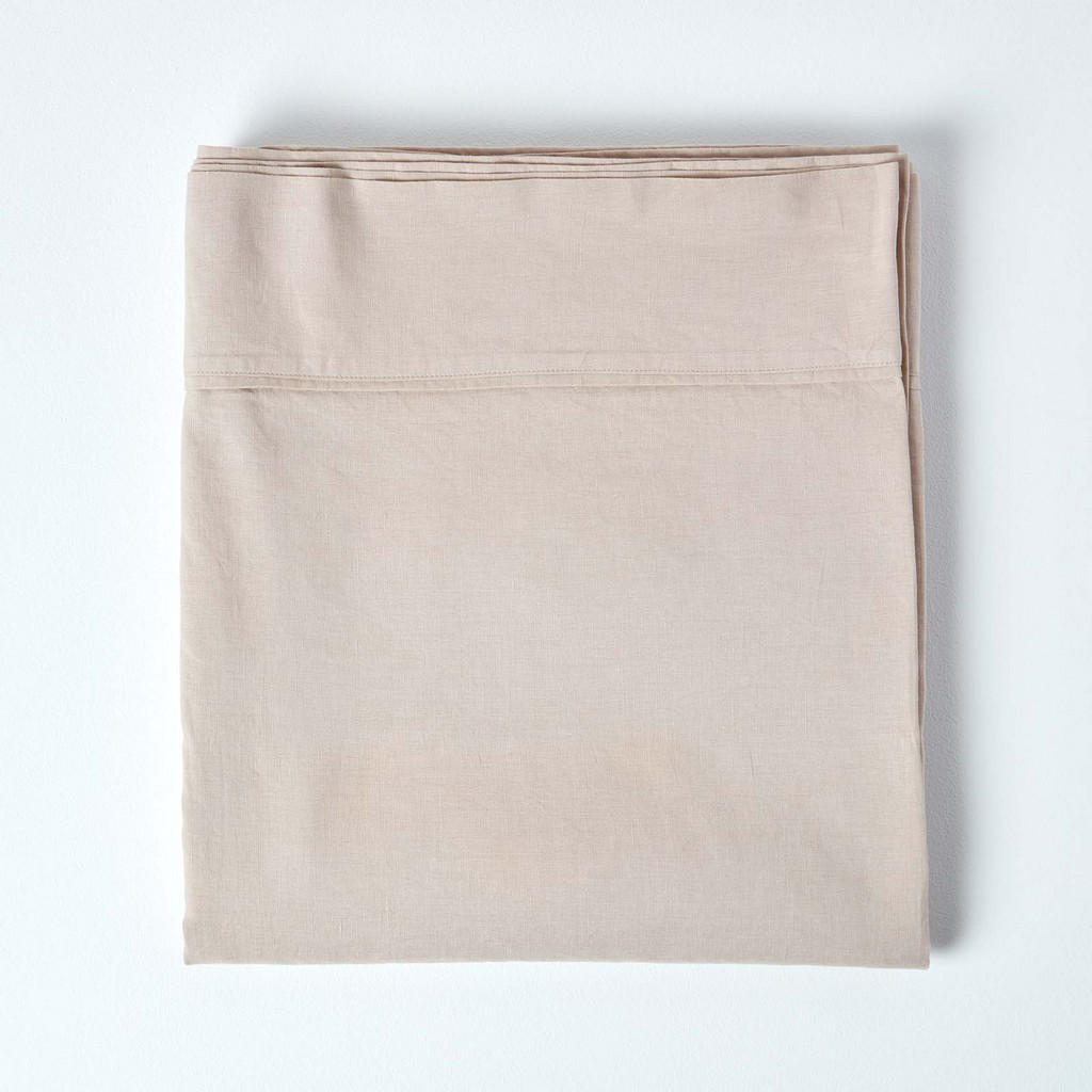 Thumbnail - Homescapes Leinen-Bettlaken, Beige, Textil, Rechteckig, 270x300 cm, Oeko-Tex®, Schlaftextilien, Bettwäsche, Bettlaken