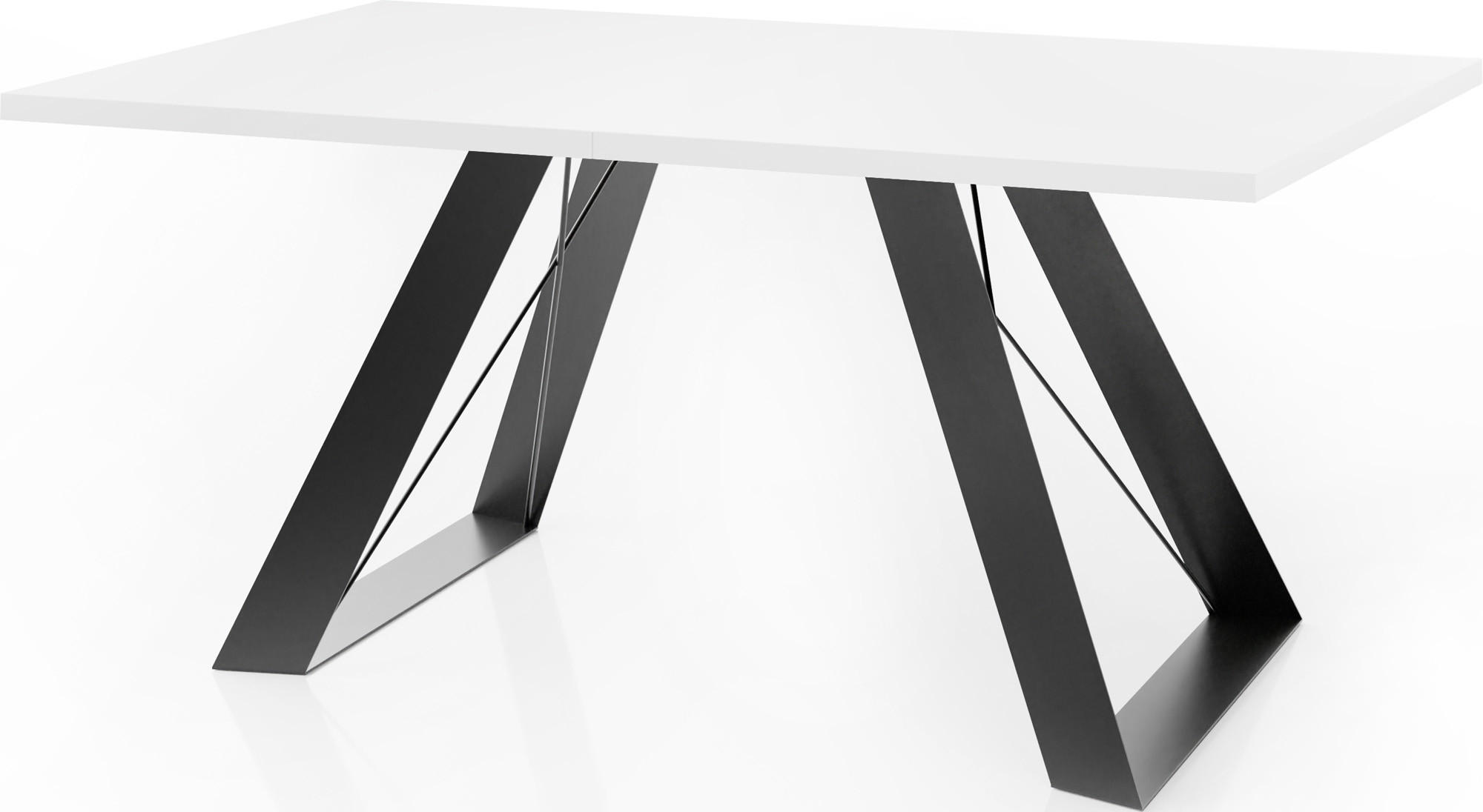 ESSTISCH Colter rechteckig ausziehbar, Weiß 160-260/90/76 cm - Schwarz/Weiß, Holzwerkstoff/Metall (160/90/76cm) - WFL GROUP