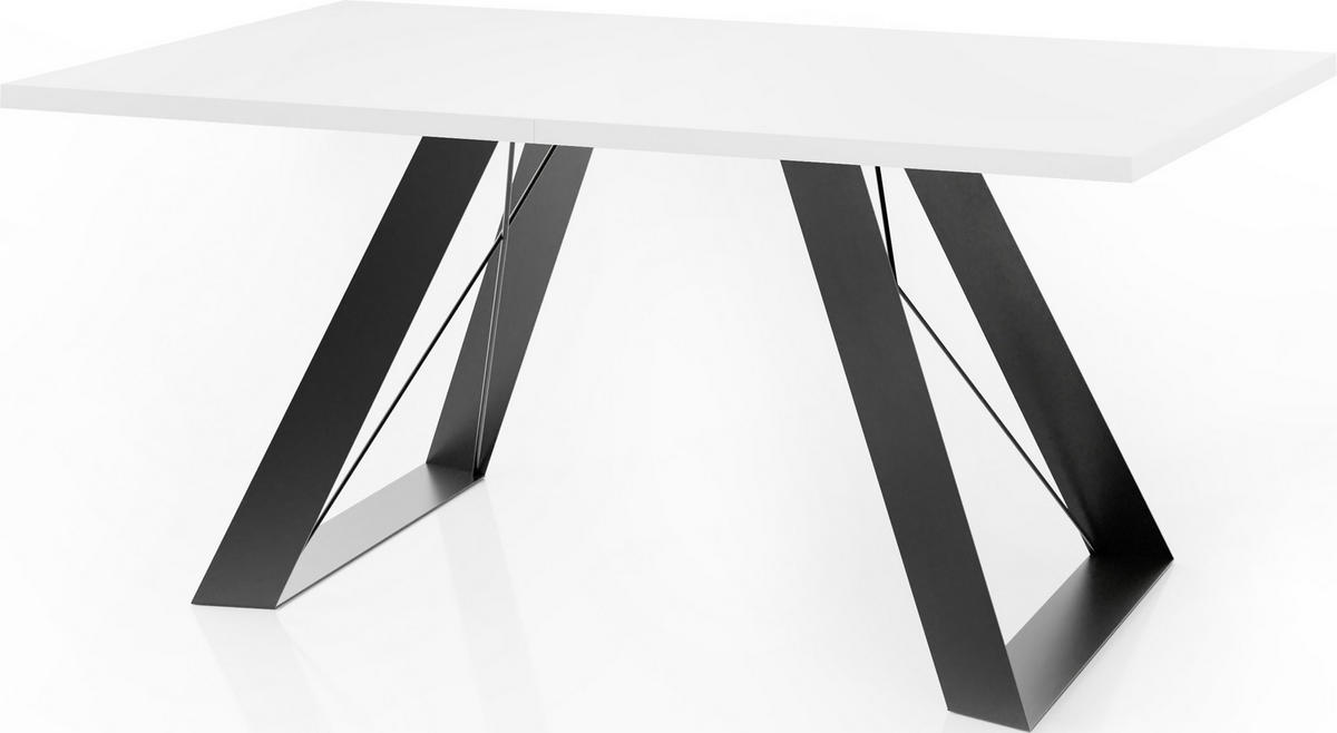 ESSTISCH Colter rechteckig ausziehbar, Weiß 160-260/90/76 cm - Schwarz/Weiß, Holzwerkstoff/Metall (160/90/76cm) - WFL GROUP