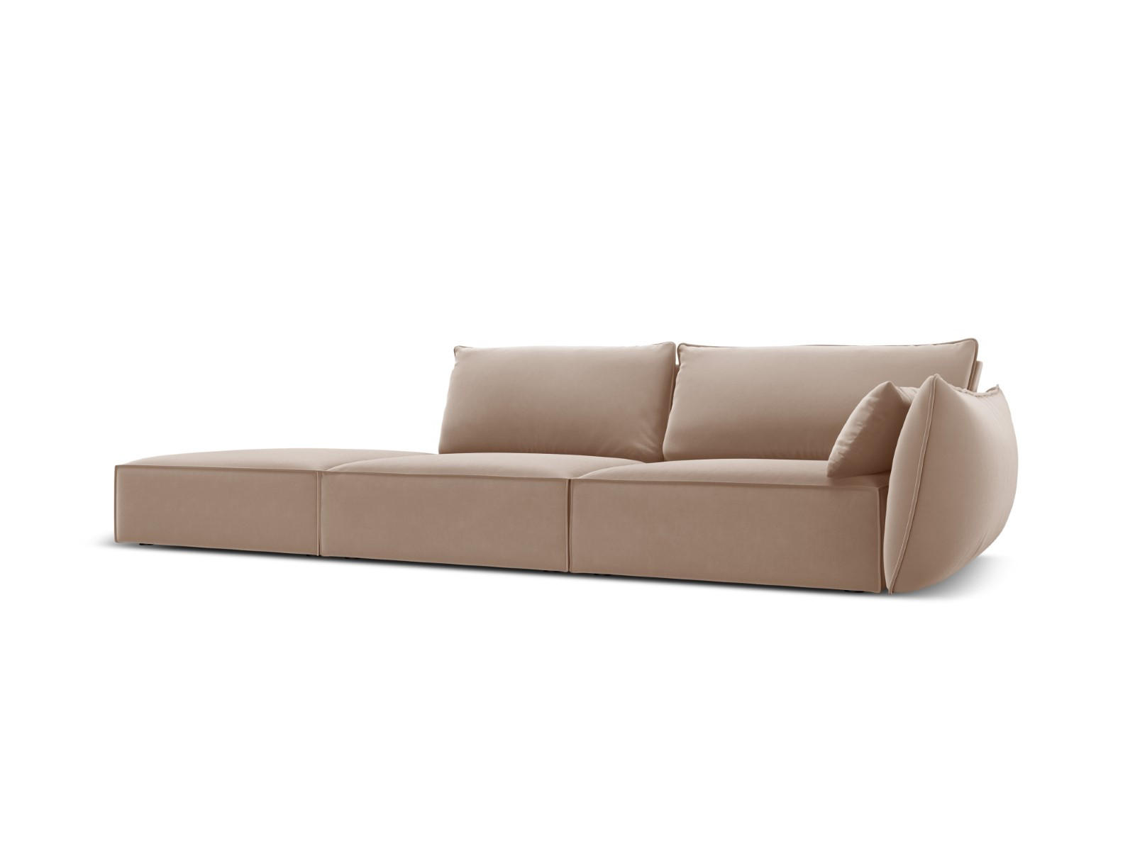 LINKES-SOFA Kaelle aus Samt beige 4 Sitzplätze - Beige, Textil (110/85/264cm) - Micadoni