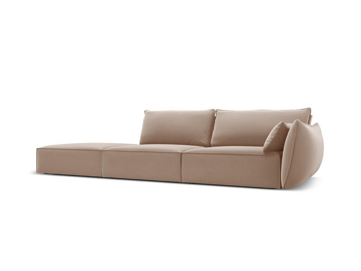 LINKES-SOFA Kaelle aus Samt beige 4 Sitzplätze - Beige, Textil (110/85/264cm) - Micadoni