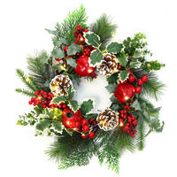 40CM Künstlicher Weihnachtskranz mit LED Beleuchtung & Timer - Grün, Kunststoff (44cm) - Hometopia