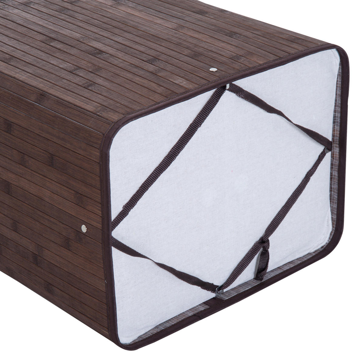 WÄSCHEKORB mit Deckel 72L faltbarer Wäschesammler waschbarer Wäschesack aus Bambus mit Griffen Dunkelbraun 40x30x60cm - Dunkelbraun, Holz (30/60/40cm) - Ej. Life