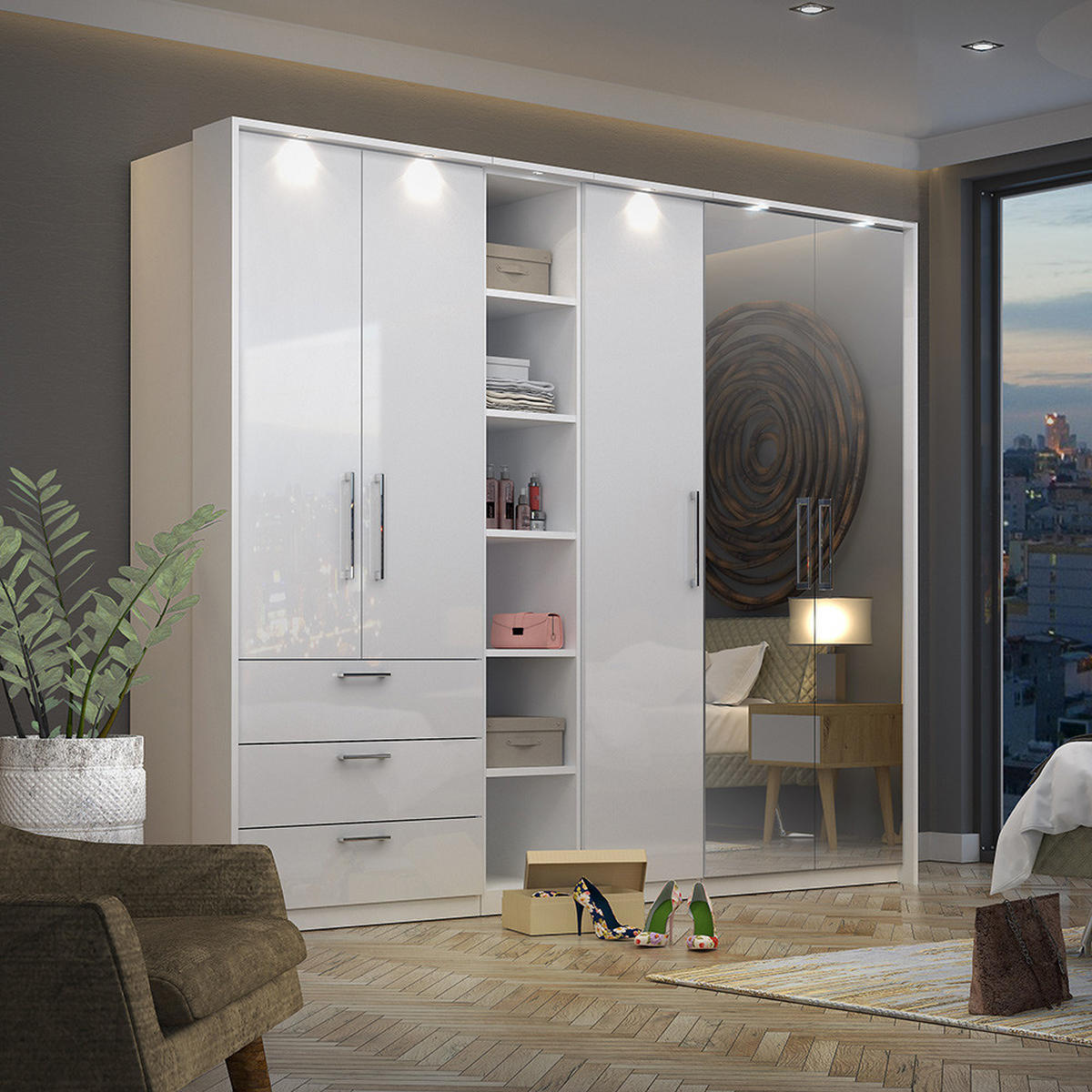 KLEIDERSCHRANK Olmo-83 - Weiß, Holzwerkstoff (80/217/63cm) - Lomado