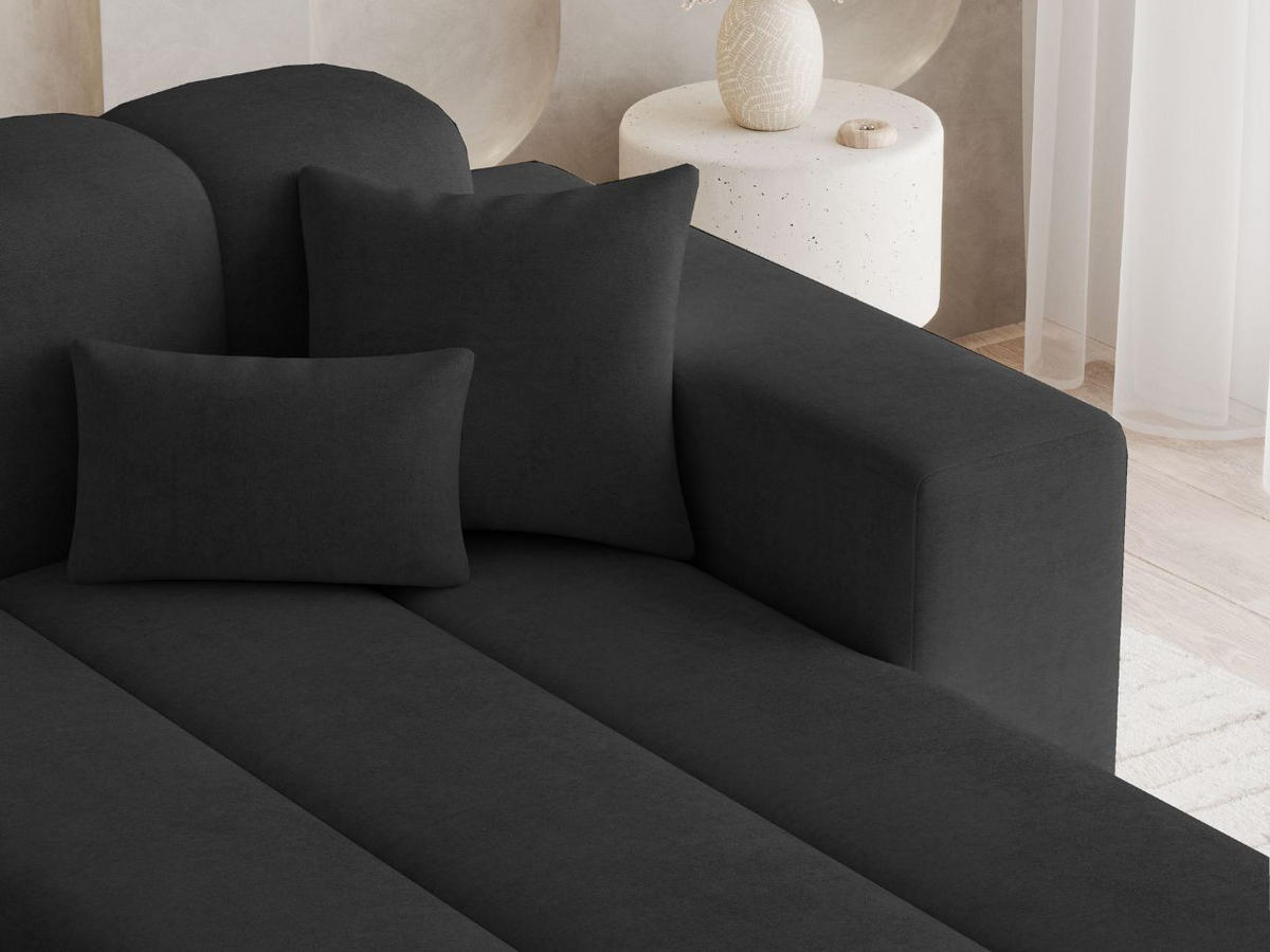 ECKSOFA Nork Schwarz Rechts - Schwarz, Holz/Textil (265/180cm) - Graingold