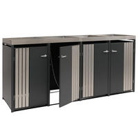 MÜLLTONNENBOX 4er mit Pflanzkasten HxBxT 125x260x84cm Anthrazit Edelstahl - Anthrazit, Metall (260/125/84cm) - PROREGAL