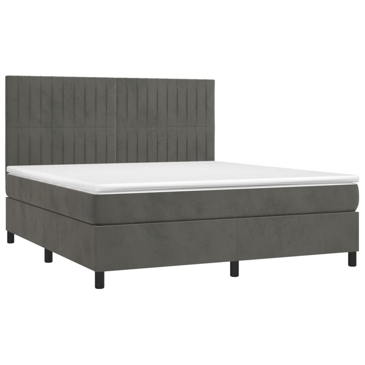 BOXBETT Mit Matratze Dunkelgrau 180/200 Cm Samt - Weiß, Textil (180/200cm) - vidaXL