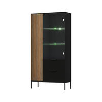 VITRINE - Meteor (Schwarz + Artisan) - Schwarz, Holzwerkstoff/Metall (100/200/60cm) - Möblo