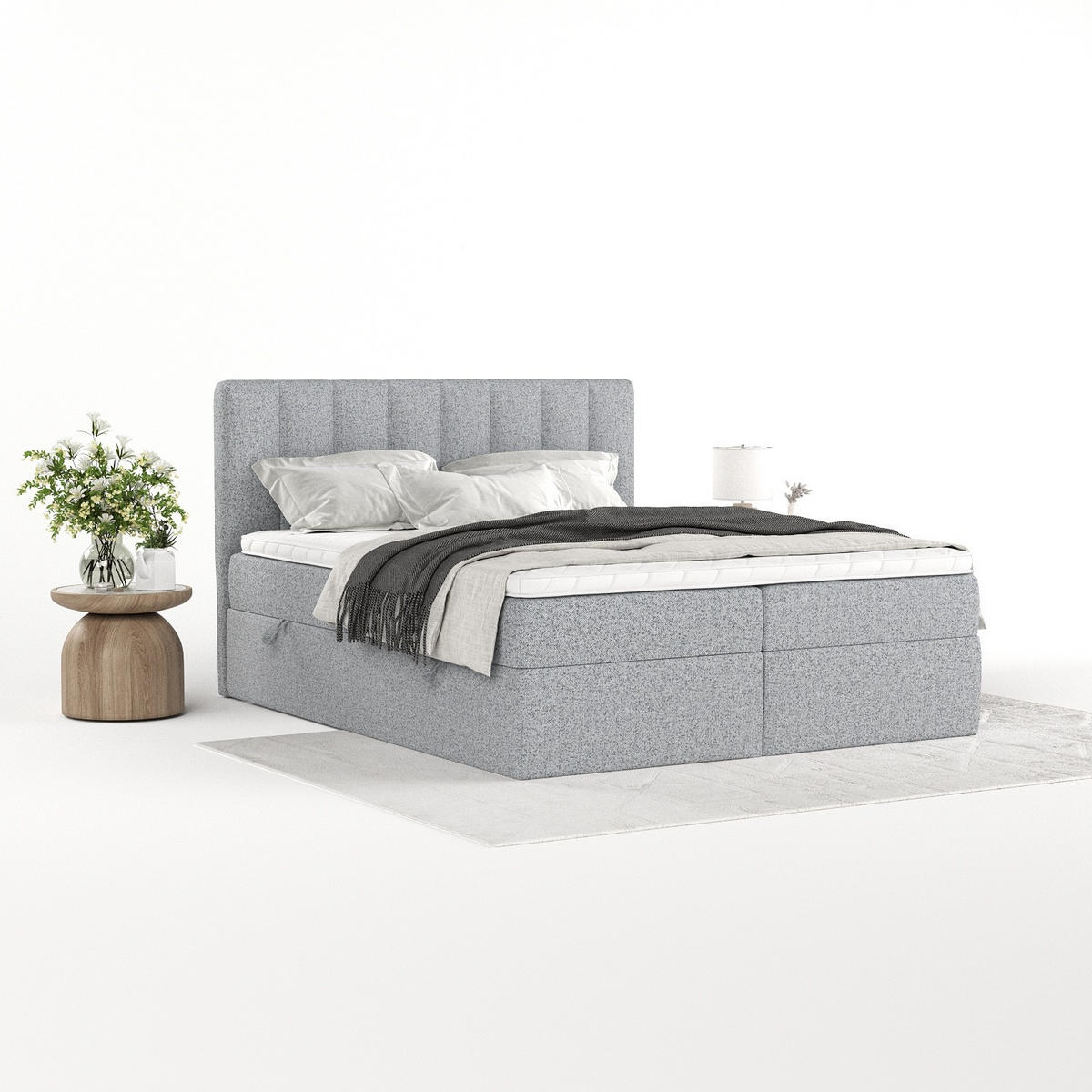 BOXBETT Bari 200/200 cm Grau im Riva Stoff - Grau, Holz/Holzwerkstoff (200/200cm) - AltaBeds