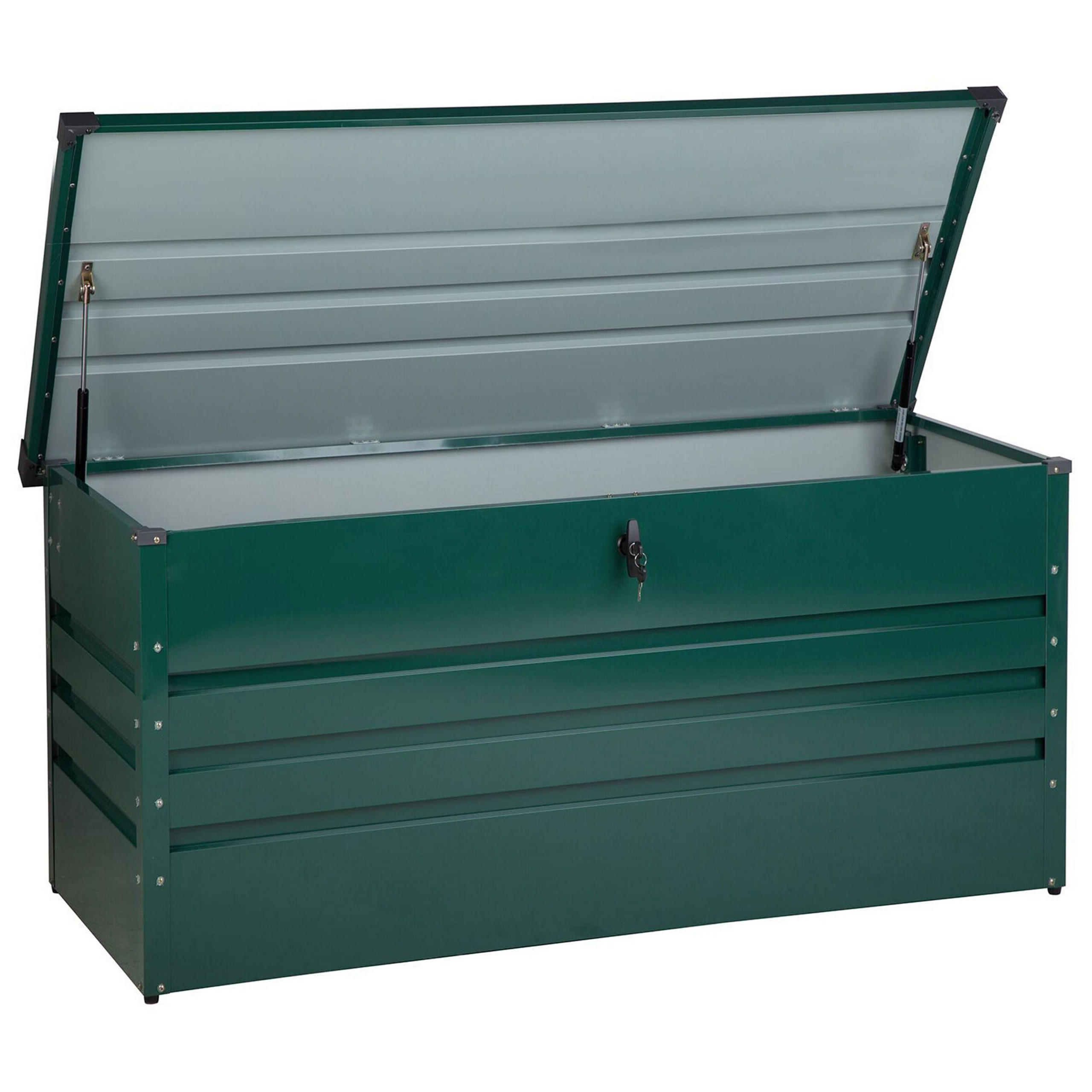 AUFLAGENBOX Stahl dunkelgrün 132/62 cm Cebrosa - Grün, Metall (132/64/62cm) - Beliani