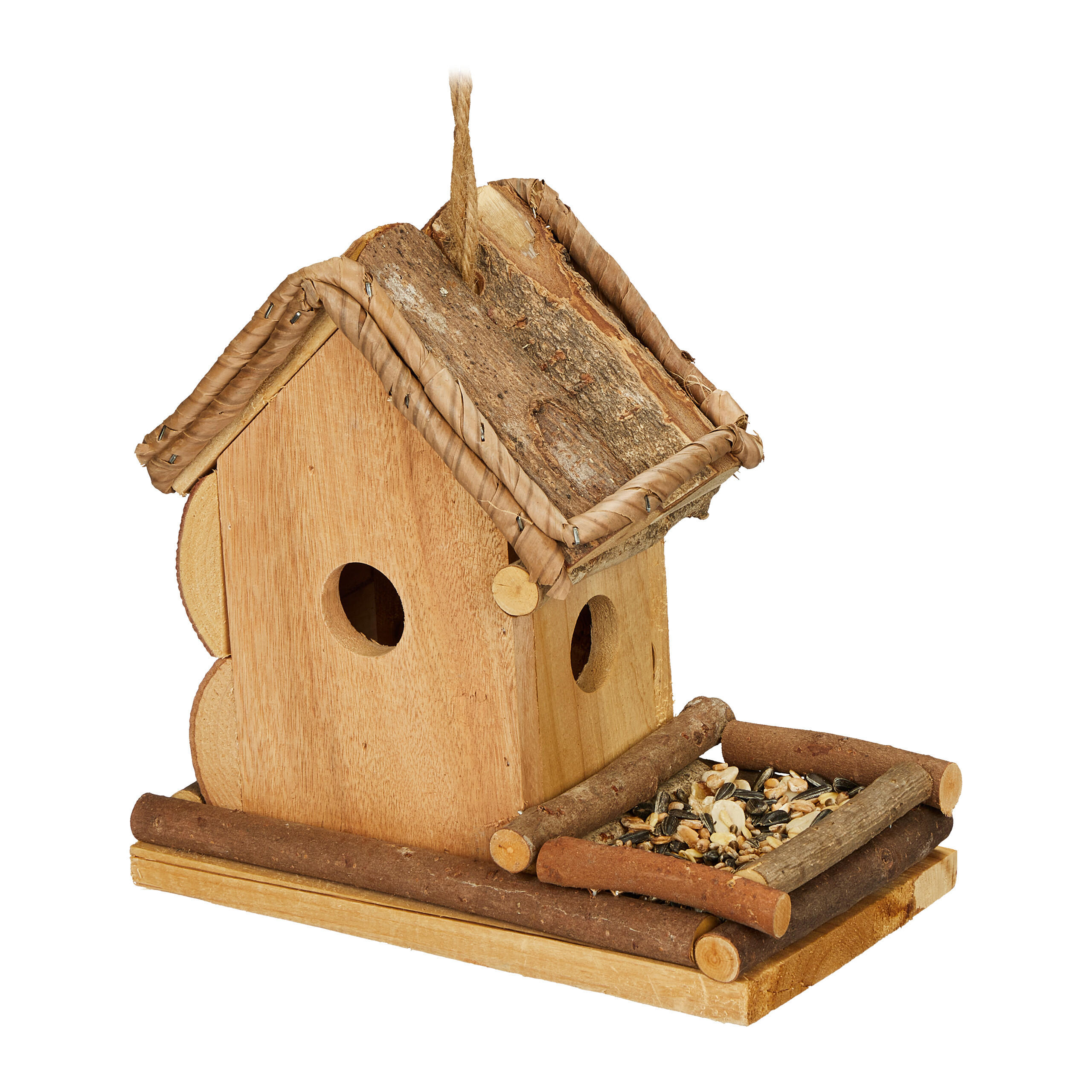 DEKO-VOGELHAUS - Braun, Holz (21/21/12.5cm) - Relaxdays