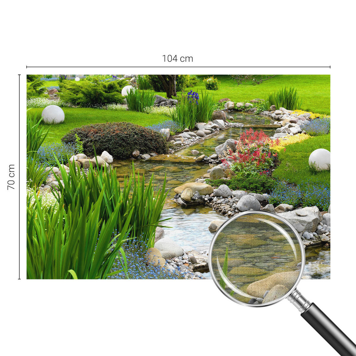 FOTOTAPETE 104x70 cm - Idyllischer Garten - Grün, Textil (104/70cm) - Wallfluent