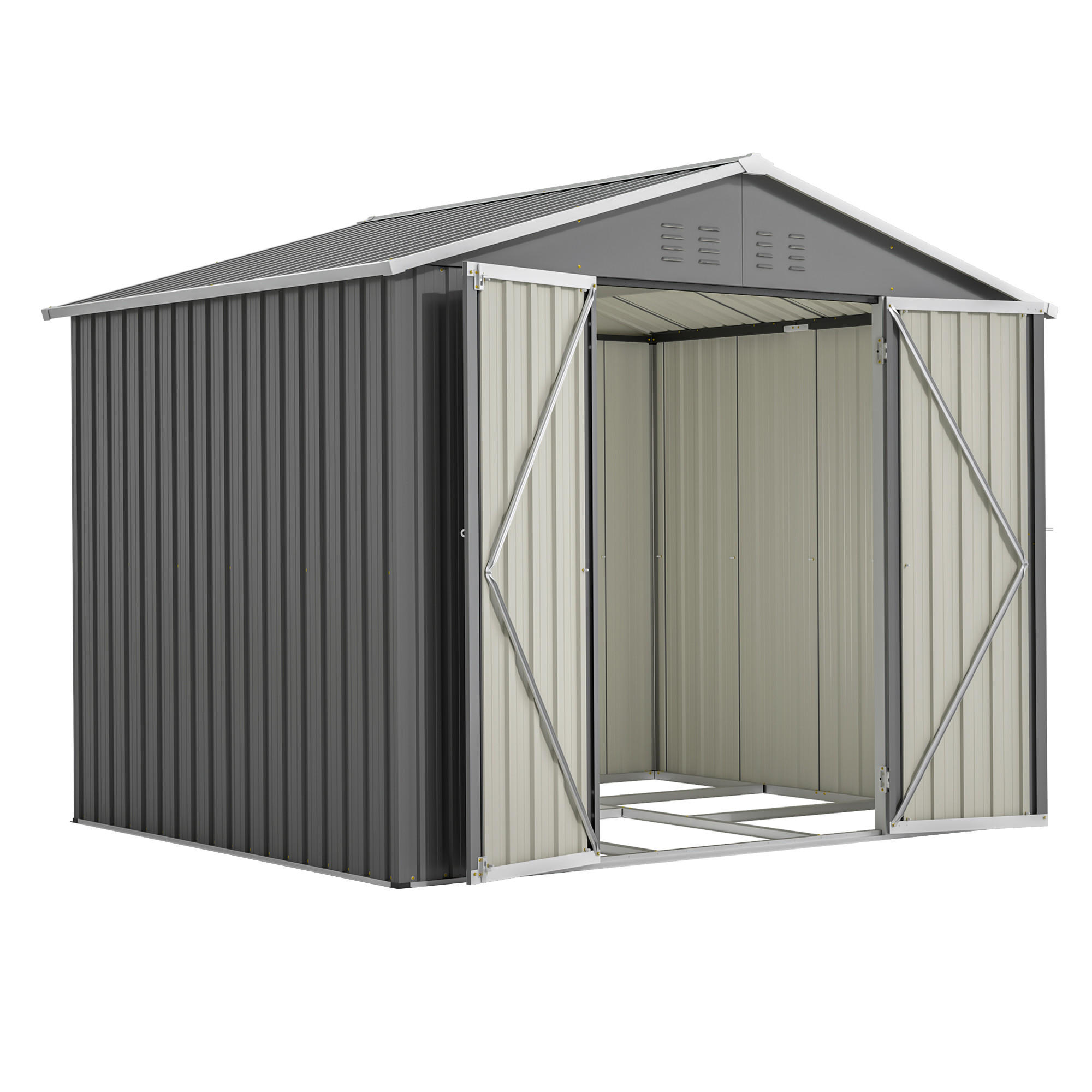 GARTENSCHUPPEN Metall 8x6 Fuß Anthrazit - Grau, Metall (180/191/229.4cm) - ComfortXL