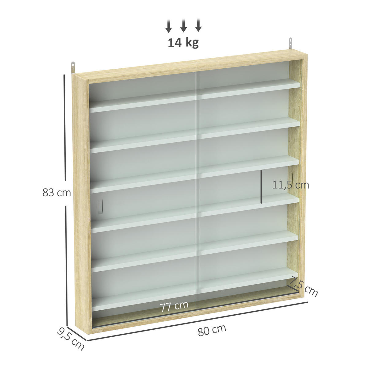 BÜCHERREGAL 80/9,5/83 cm Natur - Eichefarben, Karton (80/83/9.5cm)