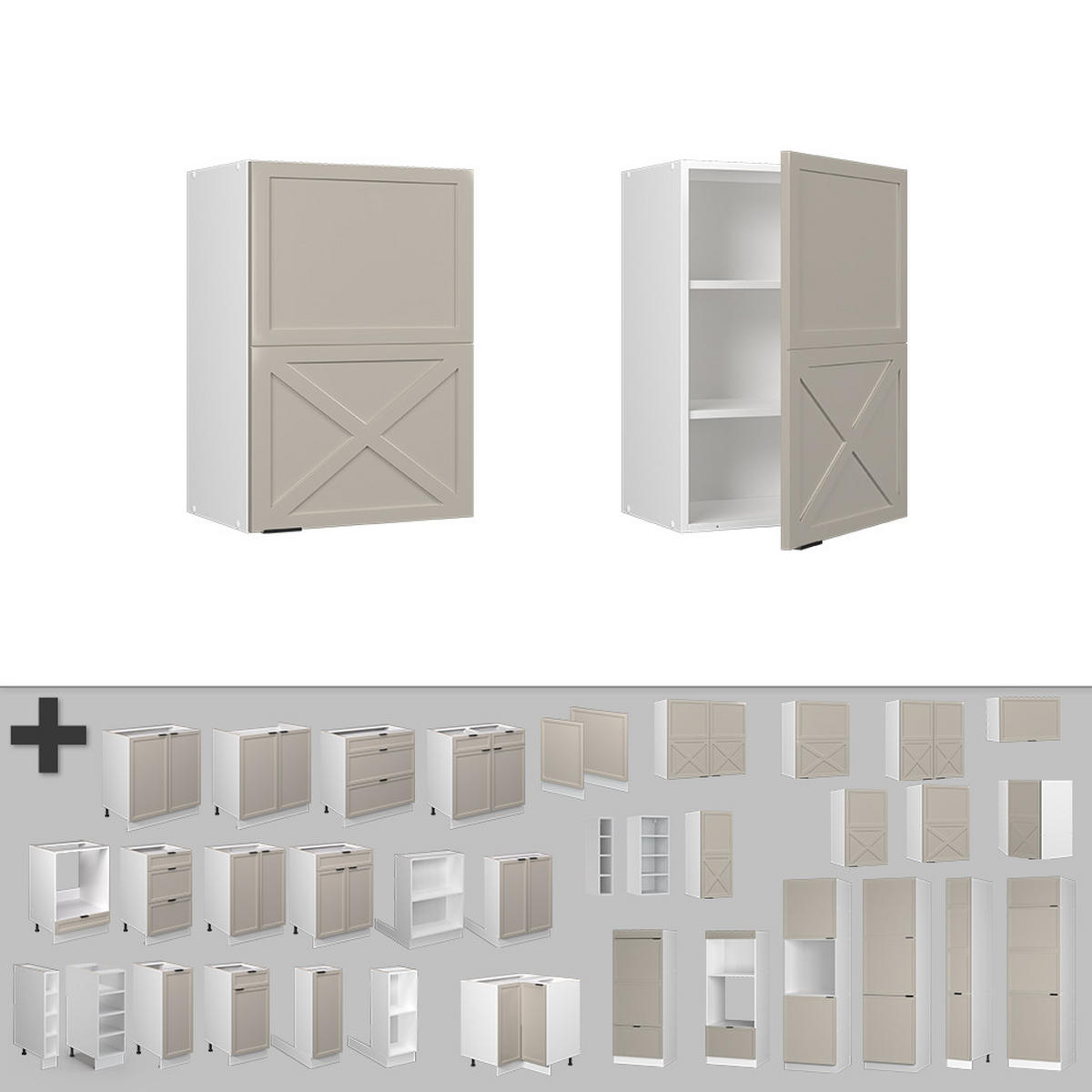 HÄNGESCHRANK Fame-Line GrauBeige 50 cm - Weiß/Grau, Holzwerkstoff (50/72/34.1cm) - Vicco