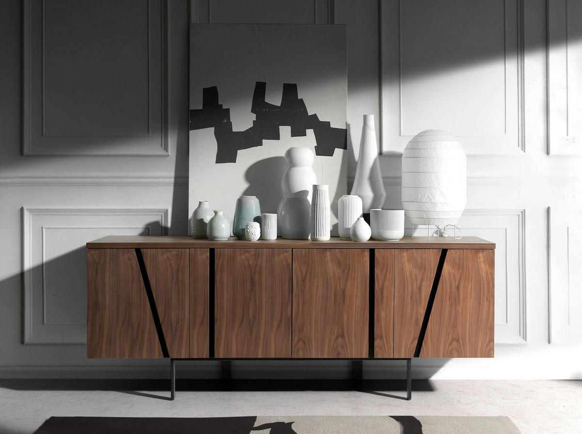 SIDEBOARD Sideboard Nussbaum und schwarzer Stahl 191/50/74 cm - Walnussfarben, Holz (191/74/50cm) - ANGEL CERDA