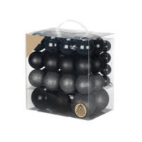 WEIHNACHTSKUGELN 54er-Set schwarz verschiedene Designs, 4-8 cm - Schwarz, Kunststoff (15/35/35cm) - LAALU