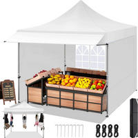 FALTPAVILLON 3x3m mit Markise und Seitenwänden, wasserdicht, weiß - Weiß, Metall (300/330/300cm)