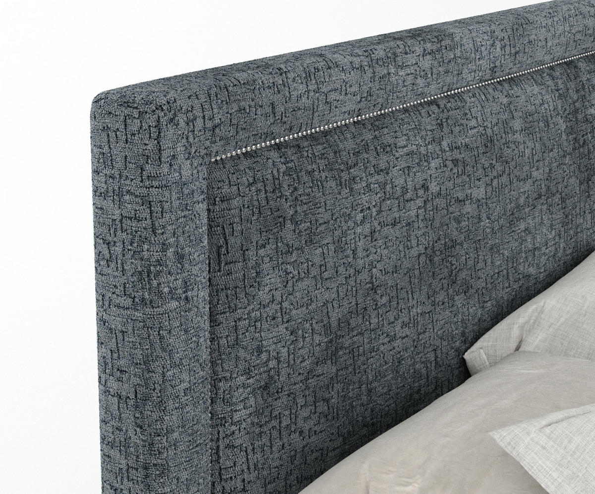 BOXSPRINGBETT Lavenda Blau Grau 200/200 cm - Blaugrau/Schwarz, Holz/Holzwerkstoff (200/200cm) - Maison de Reve