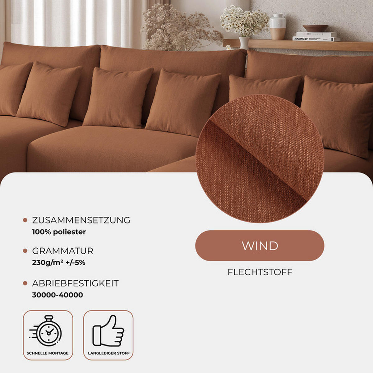 WOHNLANDSCHAFT ELVO mit Schlaffunktion und Bettkasten Braun - Braun, Holzwerkstoff/Kunststoff (300/91/190cm) - Idohome
