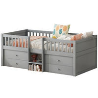 HOCHBETT 90/200 cm grau mit 4 Schubladen und Sicherheitsgeländer mit Matratze - Grau, Holzwerkstoff (90/200cm) - OKWISH