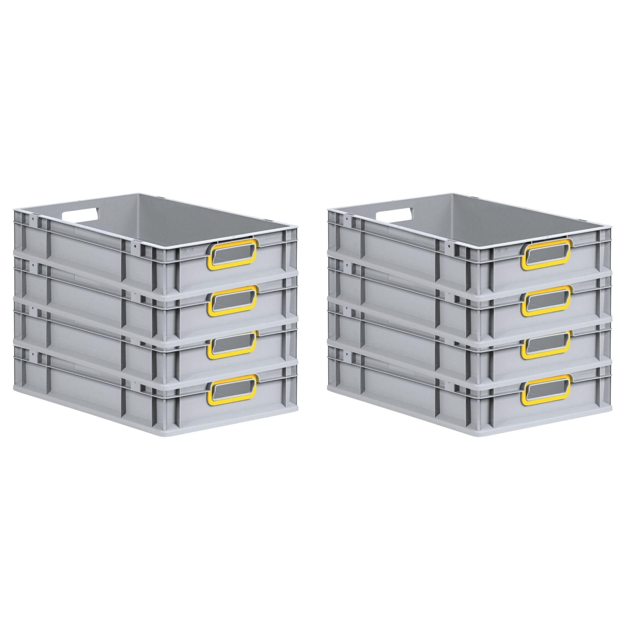 EUROBOX 8x Nextgen Color 12x40x60cm 23 Liter Griffe Gelb Offen - Gelb, Kunststoff (40/12/60cm) - PROREGAL