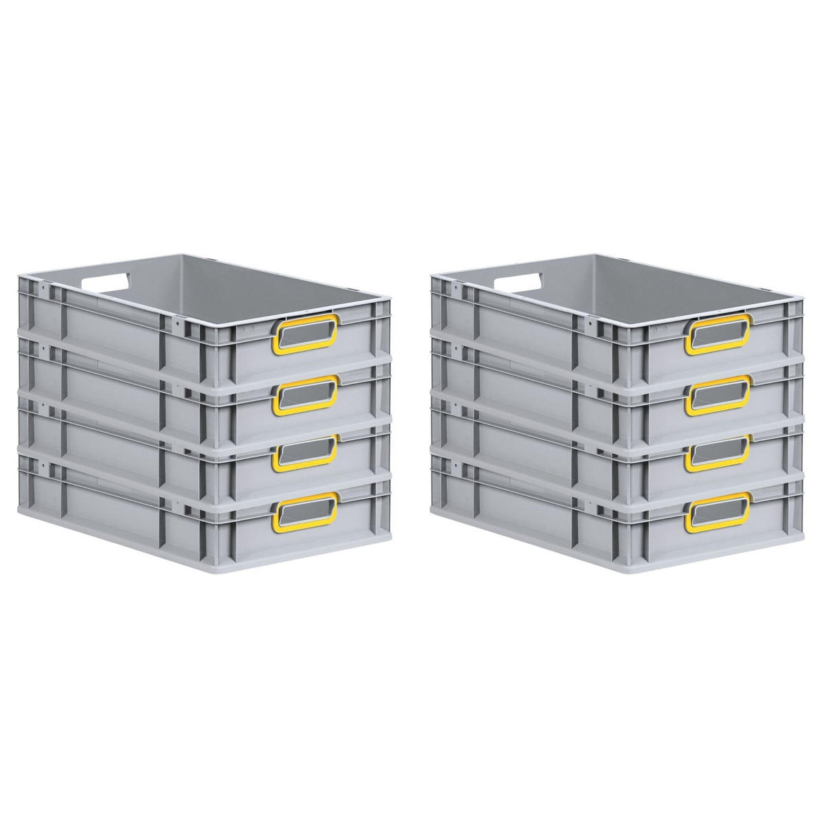 EUROBOX 8x Nextgen Color 12x40x60cm 23 Liter Griffe Gelb Offen - Gelb, Kunststoff (40/12/60cm) - PROREGAL