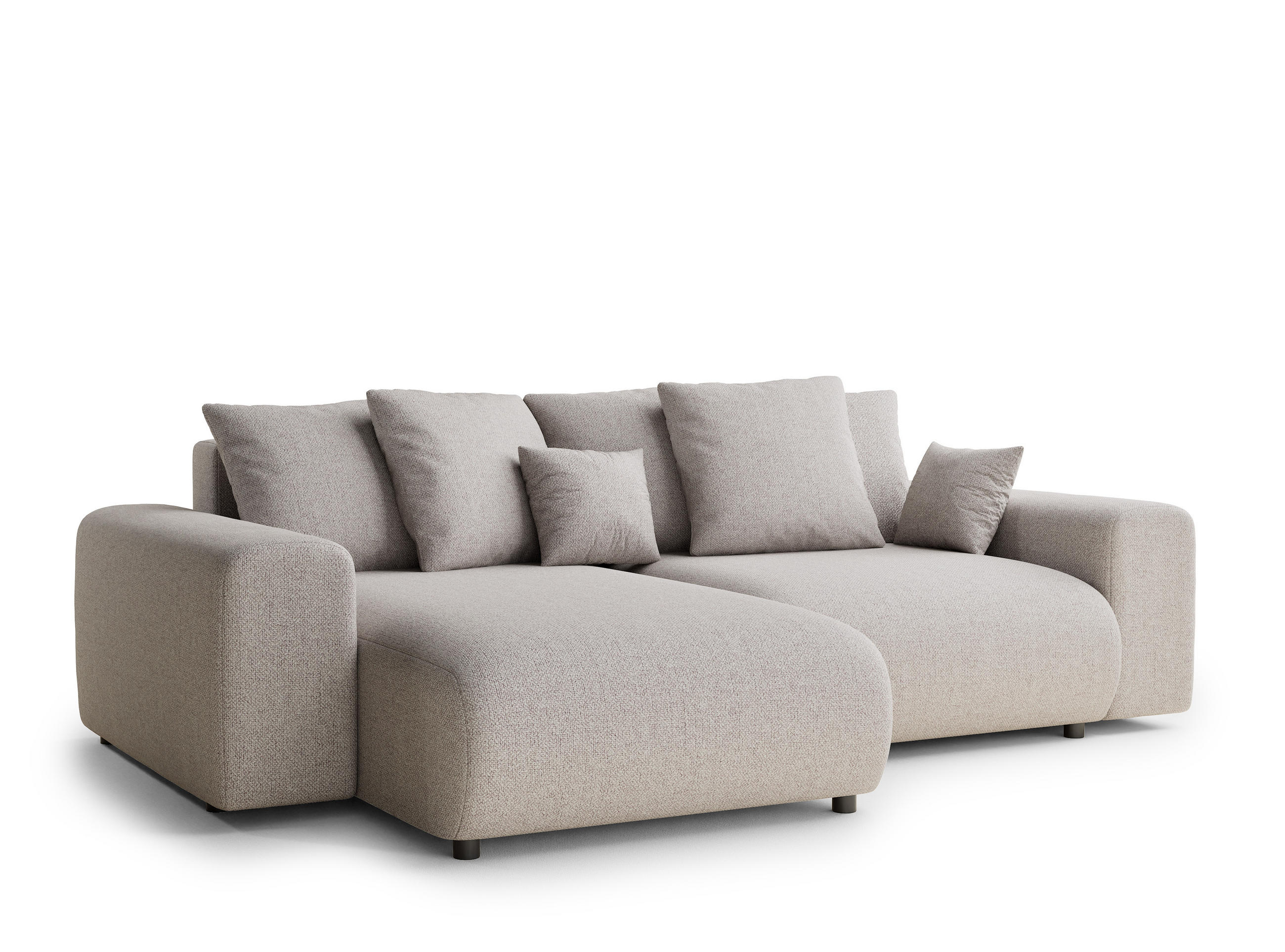 ECKSOFA MIT SCHLAFFUNKTION Solo Beige Webstoff - Beige/Schwarz, Holz/Holzwerkstoff (255/168cm) - Maison de Reve